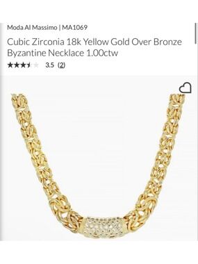 New Moda Al Massimo Gold Byzantine Necklace with Clear CZ